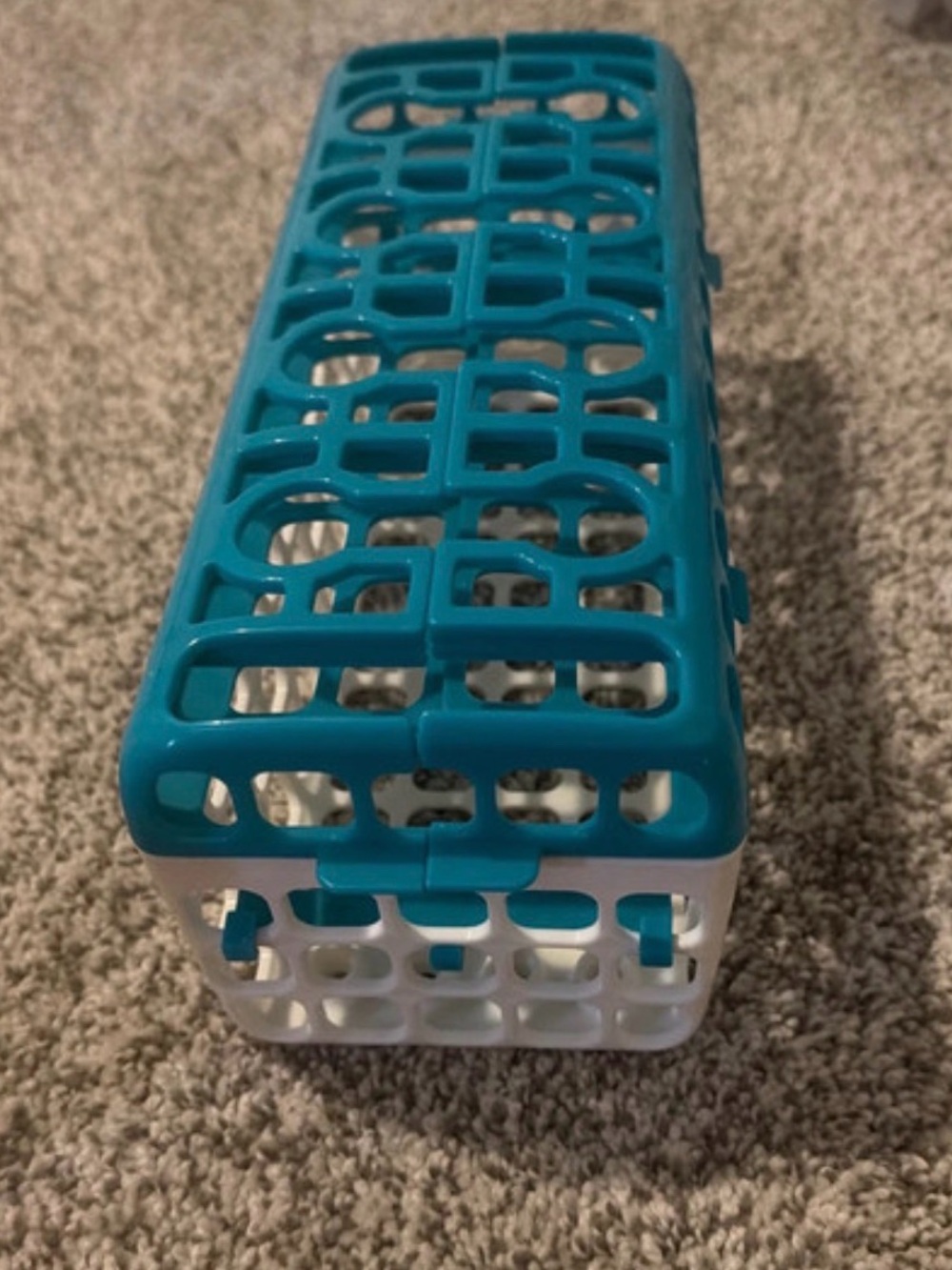 Teal and White Plastic Storage Basket Organizer